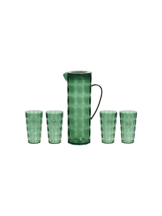 EDM Grupo Glass Set made of Plastic in Green Color 370ml 5pcs