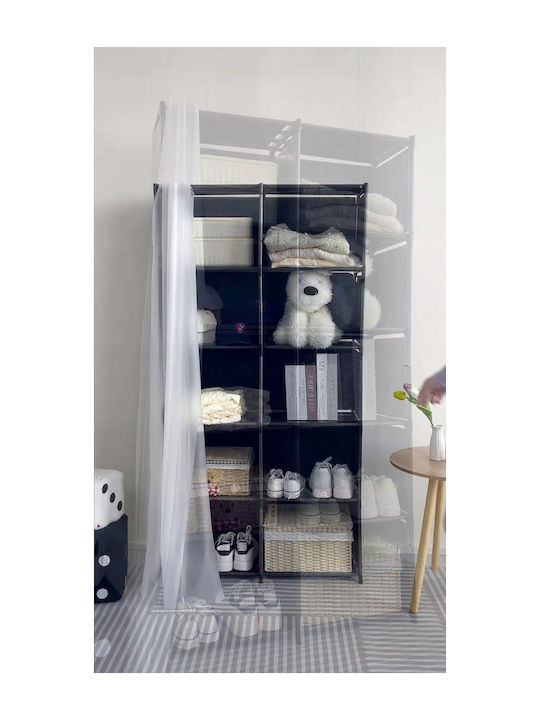 Δίφυλλη Ντουλάπα Συρόμενη Μαύρη 80x28x155cm