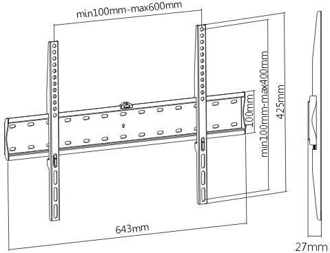 Blackmount FIX600 Wandhalterung für Fernseher bis 70" und 40kg Schwarz
