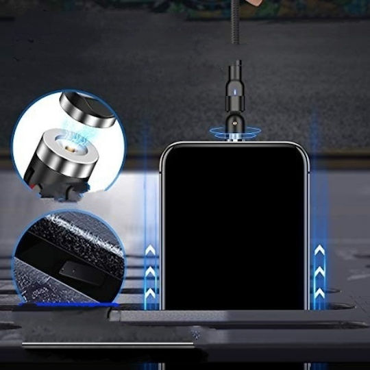 540° Unghi (90°) / Magnetic Cablu USB la Type-C cu mai multe porturi 3.1A Negru 2m