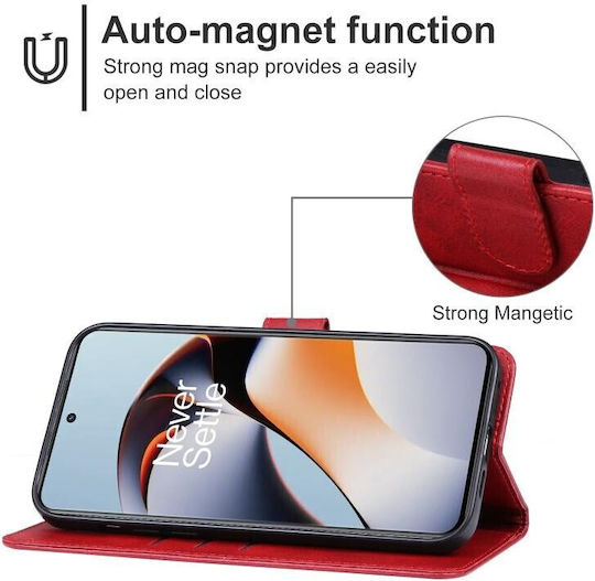 Umschlag Rückseite Leder Rot (OnePlus 12R)
