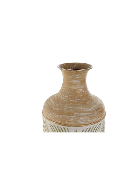 Vase Home Esprit Green Beige Natural Metal Tropical 18 X 18 X 66 Cm