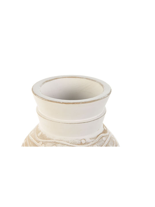 Home Esprit Vase White Natural Mango Wood Colonial 15 X 15 X 38 Cm