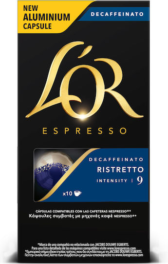 L'Or Capsules Espresso Ristretto Decaffeine Compatible with Machine Nespresso 10caps,tobolek