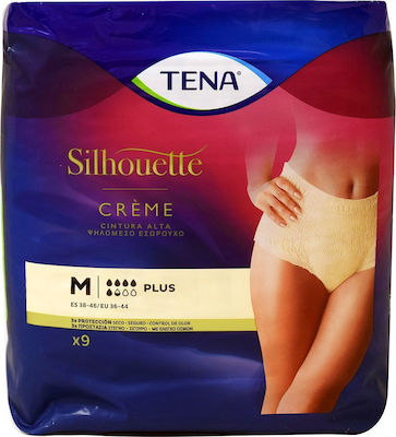 Tena Silhouette High Waist Plus Scutece Chiloți pentru Incontinență Mediu în Culoarea Bej 9buc