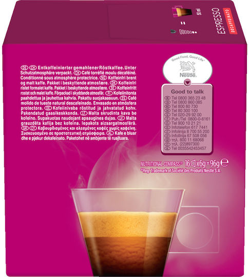 Nescafe Κάψουλες Espresso Dolce Gusto Espreso Decaf Decaffeine Συμβατές με Μηχανή Dolce Gusto 16caps