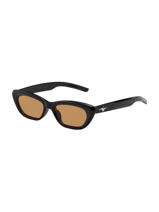 Women's Sunglasses with Black Plastic Frame and Brown Lens 2472-01