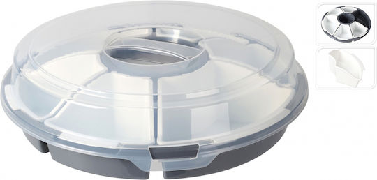 Excellent Houseware Plastic Dessert Divided Serving Plate with 6 Slots White Ø33cmxY9cm 33x33x9cm