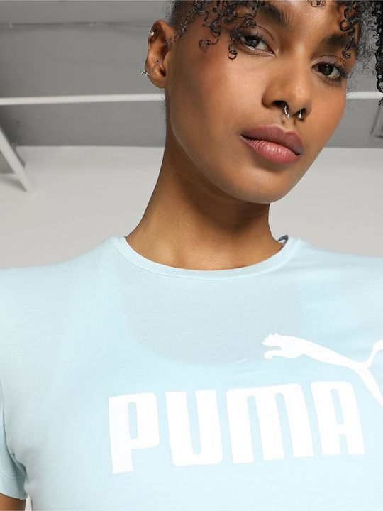 Puma Ess Logo Women's Athletic T-shirt Light Blue