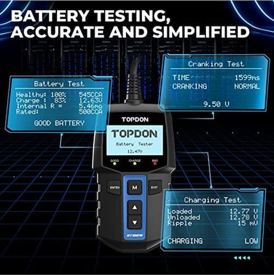 Topdon BT100W Зарядно Устройство За Автомобилна Батерия 12V