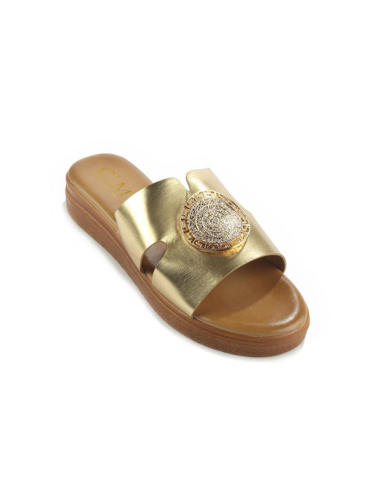 Flatform With Decorative Gold Buckle Fshoes 9204.16 - Fshoes - Gold