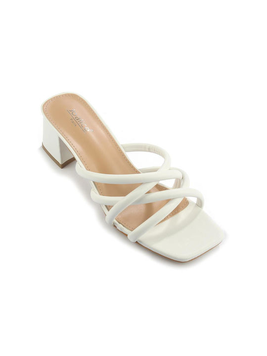 Sandal with Thin Straps and Square Heel Fshoes At0691.04 - Fshoes - White