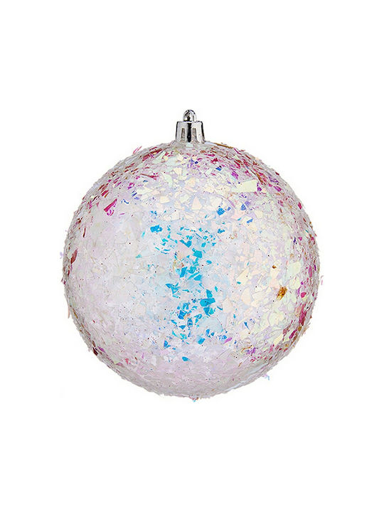 Krist+ Christmas Hanging Ball Ornament Silver With Gold Dust With Beads Silver