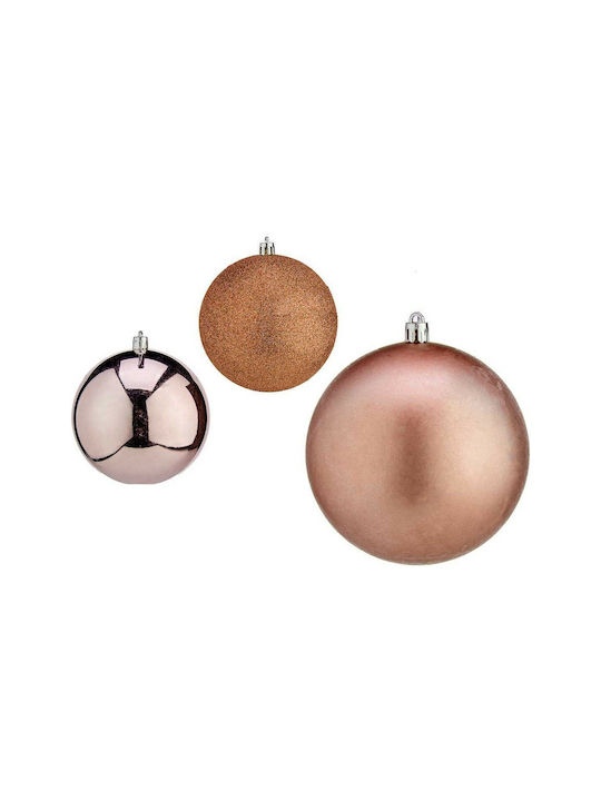 Krist+ Christmas Hanging Ball Ornament Plastic Pink With Gold Dust With Beads Pink