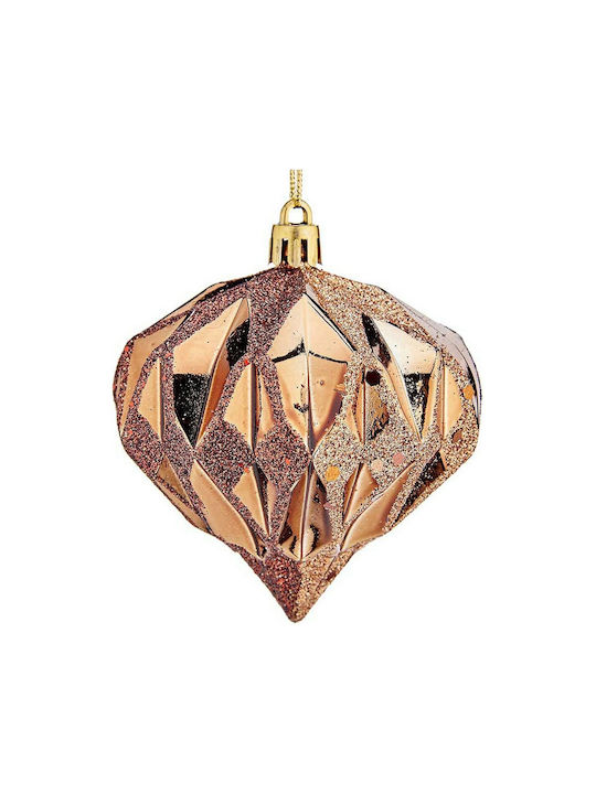 Krist+ Christmas Hanging Ball Ornament Plastic Brown With Gold Dust With Beads Brown