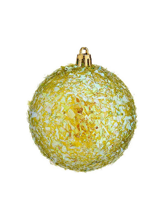 Krist+ Christmas Hanging Ball Ornament Plastic Green With Gold Dust With Beads Green