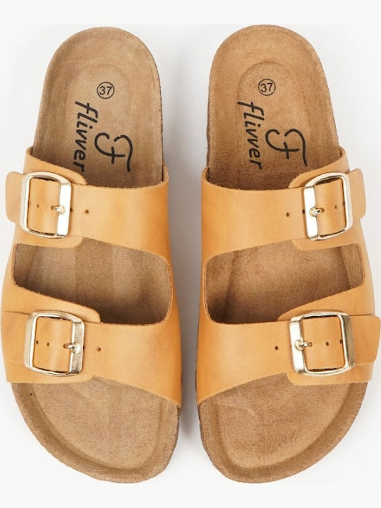 Leather Women's Flat Sandals Camel