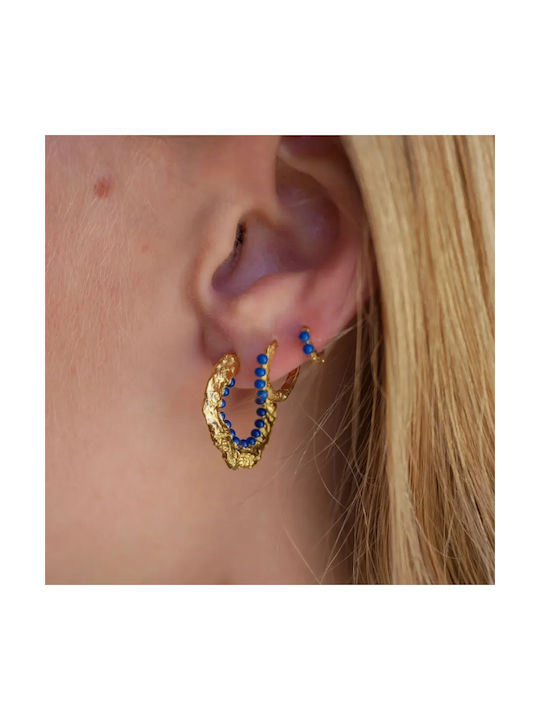 Enamel Hoops Enora Navy Blue E259gm 18k Gold Plated 925 Sterling Silver