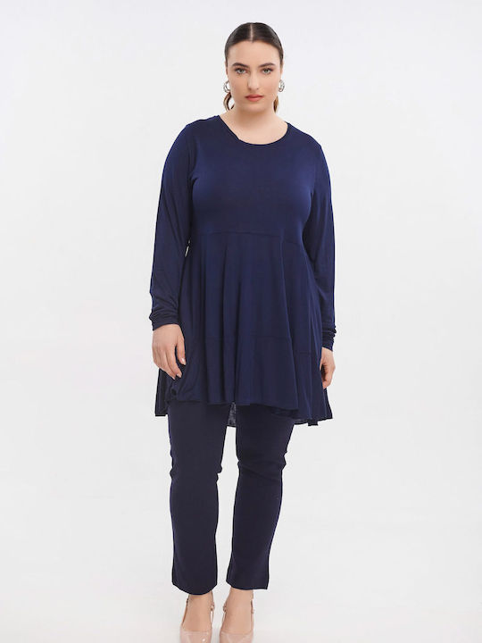 Jucita Damen Bluse Langärmelig Blau