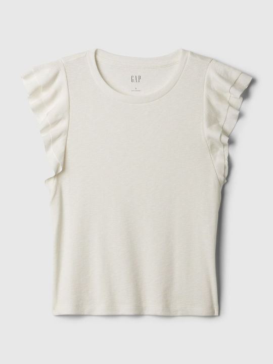 GAP Damen Sportliches Bluse Kurzärmelig Weiß