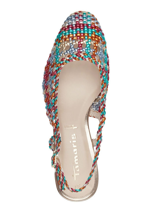 Tamaris Damen Multicolor Strohmule mit dickem niedrigem Absatz 1-29614-42 902 Multicolor