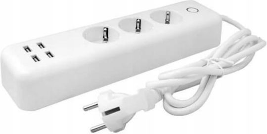Захранваща лента 3 Позиции с 4 USB-A и Кабел 1.7м
