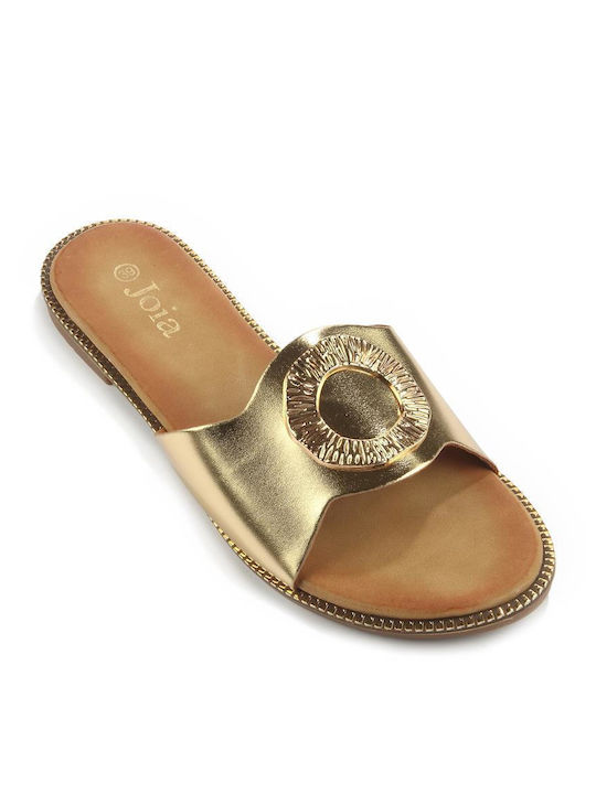 Slipper with a gold decorative gold buckle Fshoes W151.16 - Fshoes - Gold