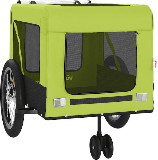 vidaXL Fahrradanhänger für Hunde bis 45kg Grün L123xB66xH63cm.