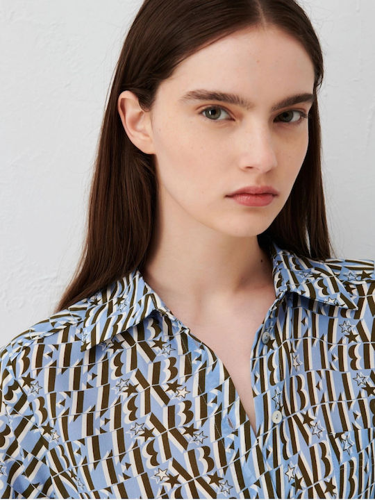 Women's Silky Long Sleeve Shirt Blue
