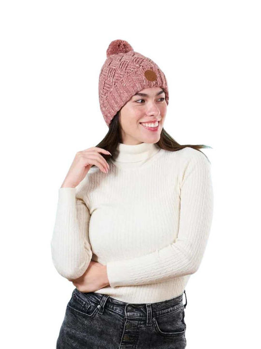 Cabaia Pom Pom Beanie Unisex Fleece Beanie Knitted in Pink color