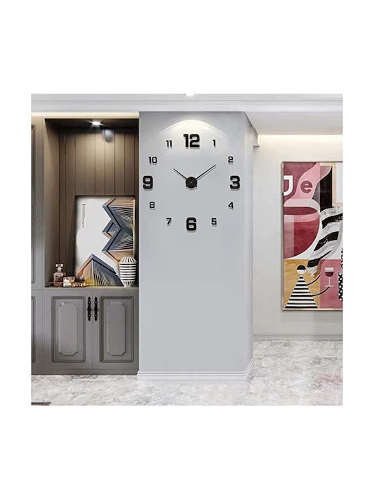 3D Silent Wall Clock Mirror Black