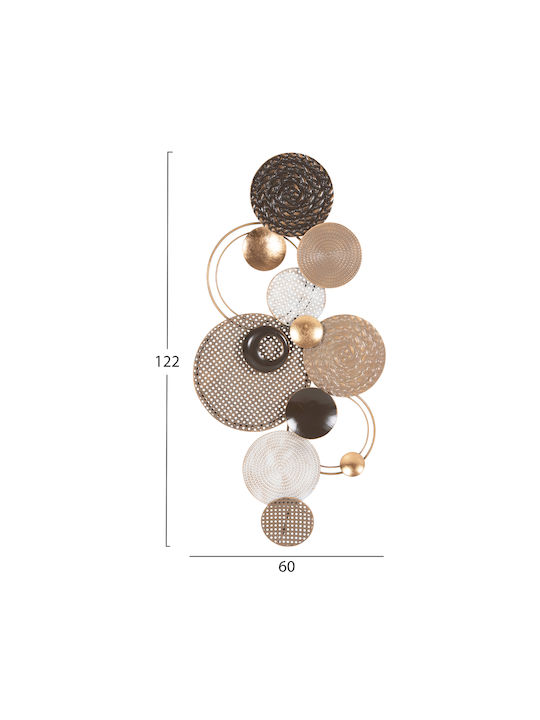 Freebox Geometric Brown Wall Decor Element Made of Metal 122x5x60cm