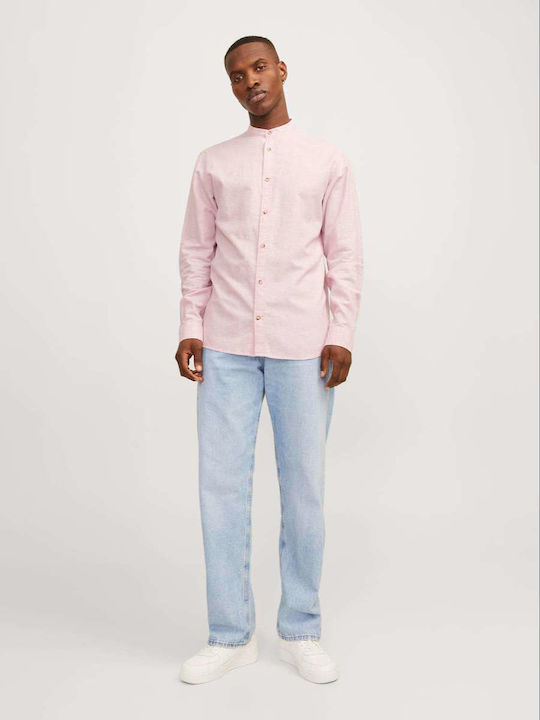 Jack & Jones Men's Shirt Long Sleeve Pink