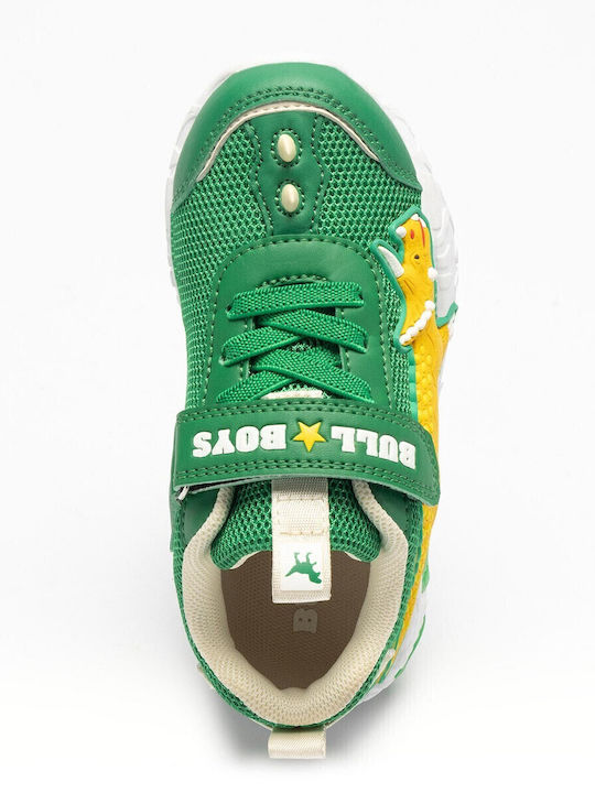 Παιδικά Sneakers Ανατομικά με Σκρατς & Φωτάκια Πράσινα