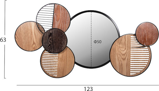 HomeMarkt Davion Wall Mirror With Black Metallic Frame Diameter 50cm
