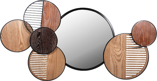 HomeMarkt Davion Wall Mirror With Black Metallic Frame Diameter 50cm