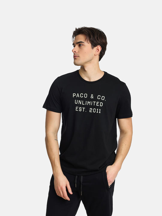 Paco & Co T-shirt Bărbătesc cu Mânecă Scurtă Black