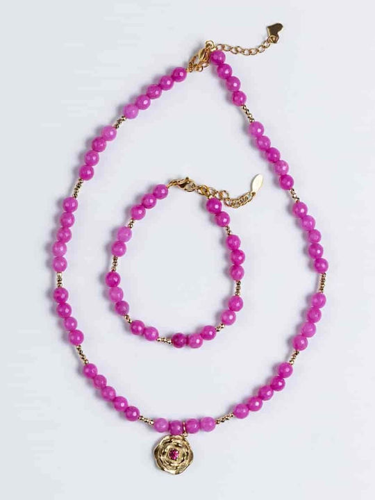 Cuoro Fuchsia Halskette