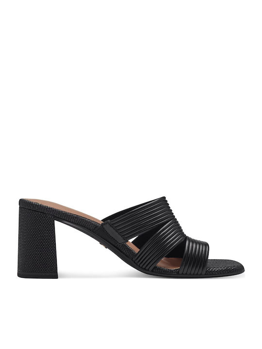 Mules With Chunky High Heel In Black Color