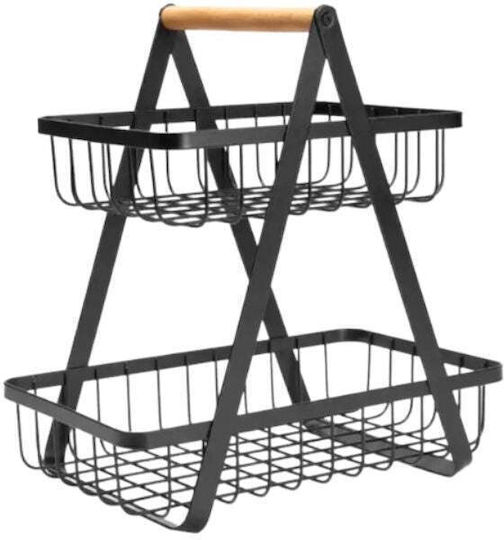 Obstschale Metallisch 2 Niveaus Schwarz 30x20x10cm