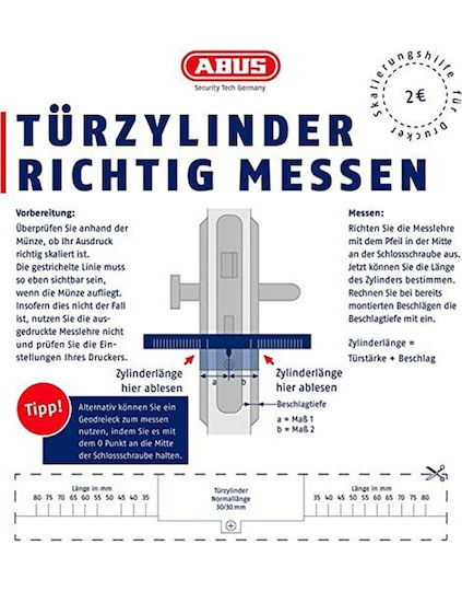 Abus Zylinderschloss 60mm (30-30) mit 5 Schlüssel Schwarz