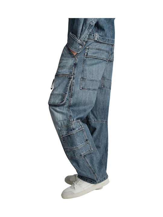 Men's Jeans Pants Cargo with Relaxed Fit Blue
