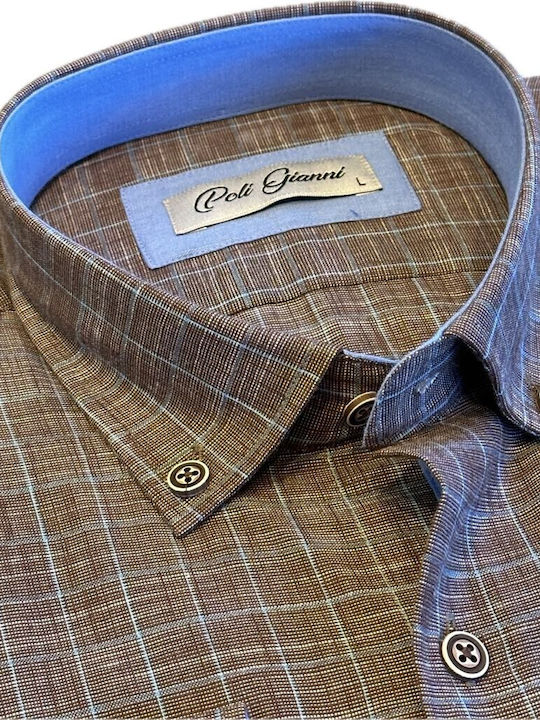 Cu mânecă lungă Cămașă Carou Brown