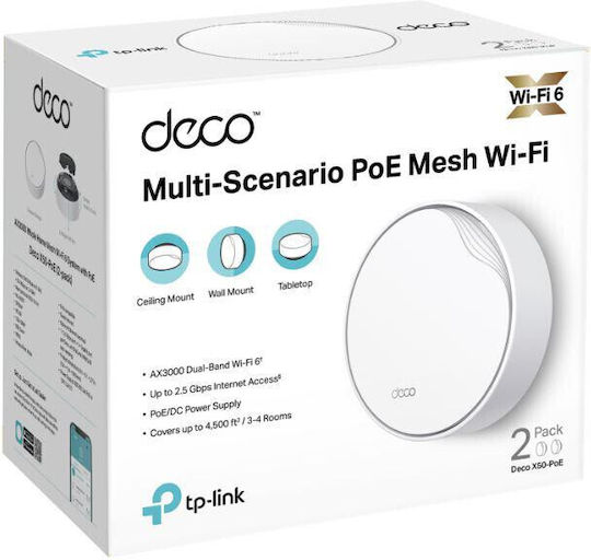 TP-LINK Deco X50 v1 WiFi Mesh Network Access Point Wi‑Fi 5 Dual Band (2.4 & 5GHz) σε Διπλό Kit