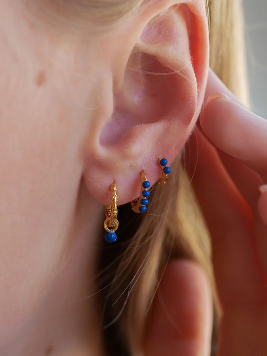 Enamel Hoops Paula Navy Blue 10mm E266gm 18k Gold Plated 925 Sterling Silver