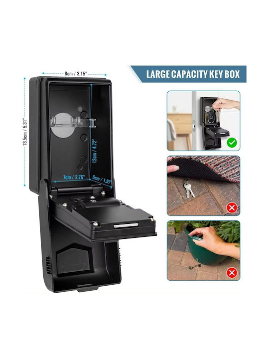 Cutie Pentru Chei Key Box De Perete Metalică Cu Tastatură Iluminată Led Kourk X-large Cu Cod De Acces Tip Heavy Duty 750g M8xl7xh13,5cm