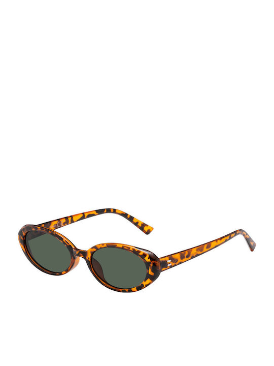 Women's Sunglasses with Green Plastic Frame and Gray Lens 1723-02