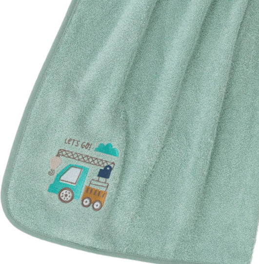 Borea Baby Hooded Towel with Hood Crane Verde Green