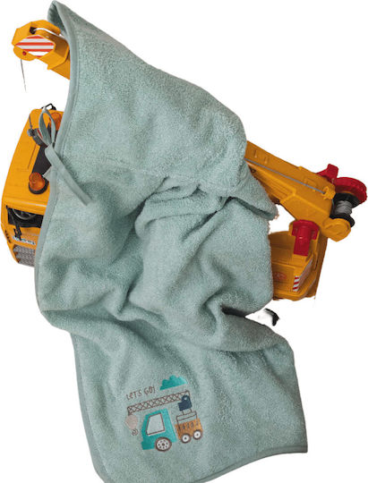 Borea Baby Hooded Towel with Hood Crane Verde Green