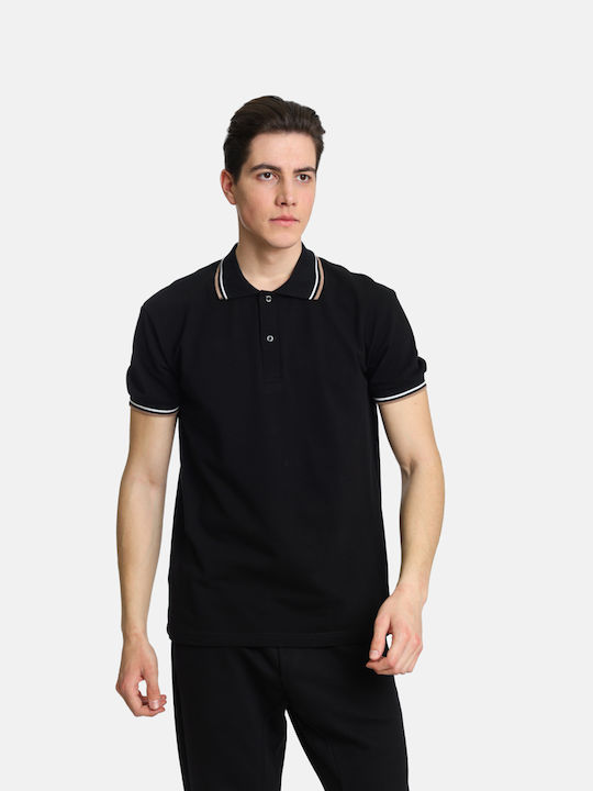 Paco & Co Bluza Bărbătească cu Mânecă Scurtă Polo BLACK